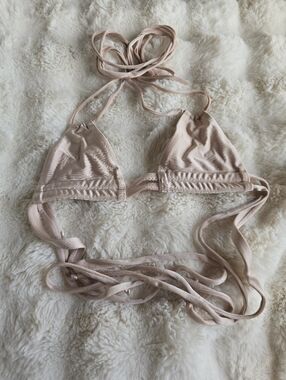 Montce Blush Pink Triangle Tie Bikini Top